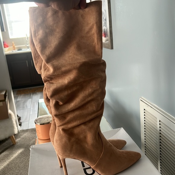 Aldo Calf Heel Boot Suede Tan Excellent Condition $60 - Picture 3 of 4